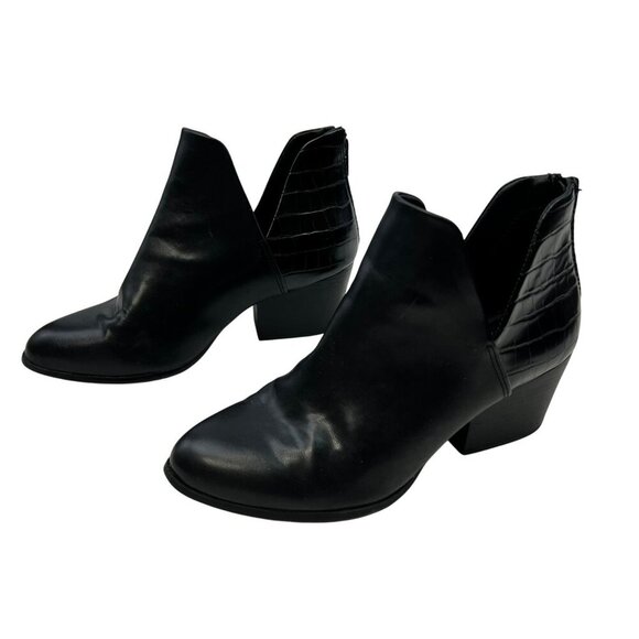 SO Womens Ankle Boots Faux Leather Heeled Black Size 9 Zip - Picture 1 of 10